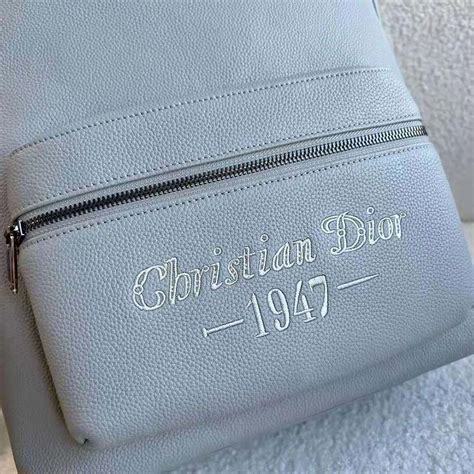 Rider Backpack Dior Gray Grained Calfskin with 'Christian Dior 